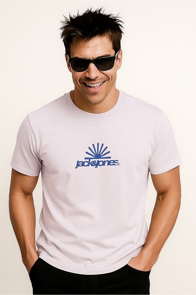 Jack & Jones Ανδρικό μπλουζάκι με λογότυπο με στάμπα λιλά μάρμαρο