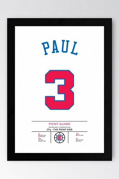 Saturn Chris Paul Jersey Framed Painting - Nba Los Angeles Clippers Jersey