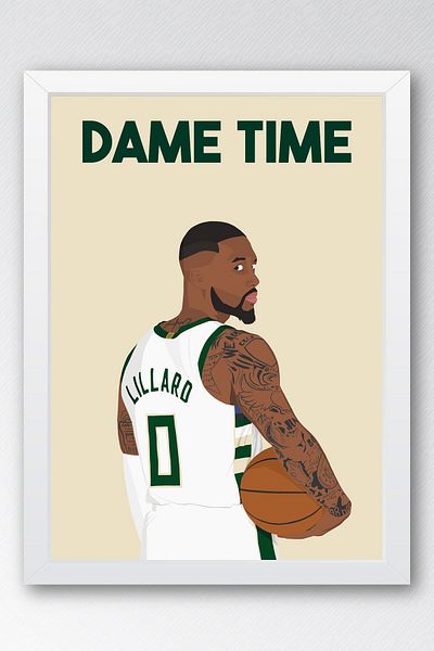 Saturn Damian Lillard Framed Painting - Dame Time Nba Poster Painting