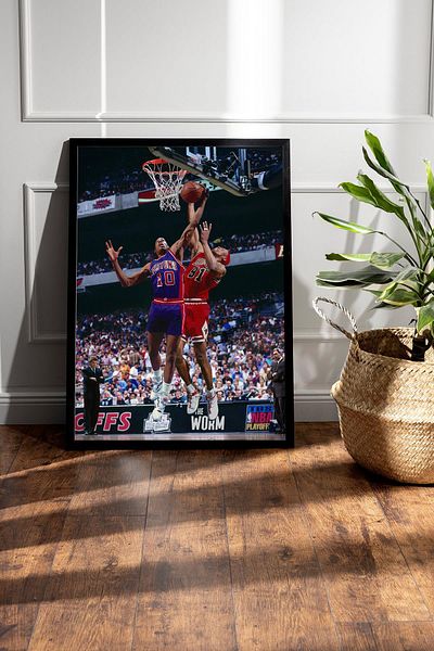 Saturn Dennis Rodman Framed Painting - Basketball Nba Poster Painting
