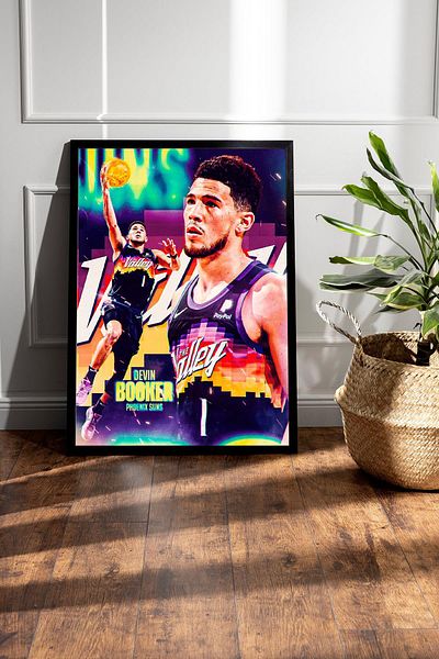 Saturn Pictură înrămată Devin Booker - Pictură poster NBA de baschet
