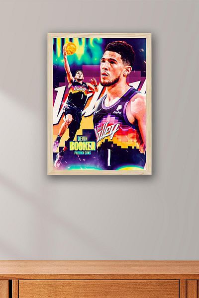 Saturn Pictură înrămată Devin Booker - Pictură poster NBA de baschet