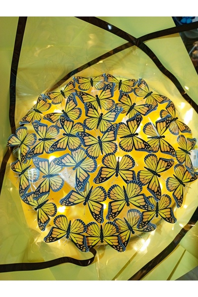 animeandyourworld Sarı led Işıklı kelebek buketi A Kalite 24 adet kelebekli s...