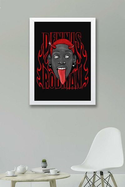 Saturn Dennis Rodman Framed Painting - Basketball Nba Poster Painting