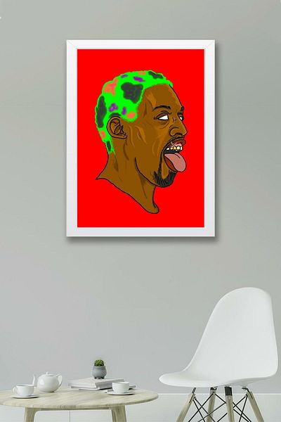 Saturn Dennis Rodman Framed Painting - Basketball Nba Poster Painting