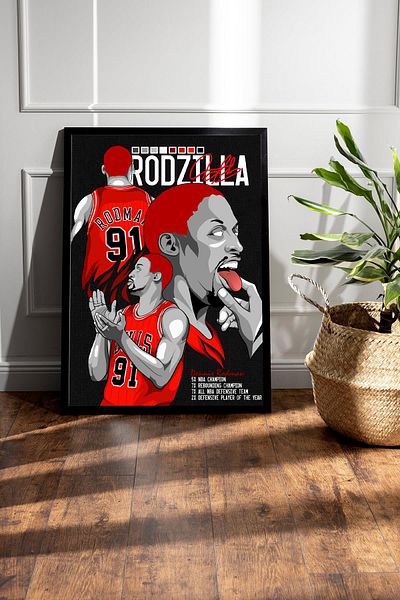 Saturn Pictură înrămată Dennis Rodman - Pictură poster Rodzilla NBA