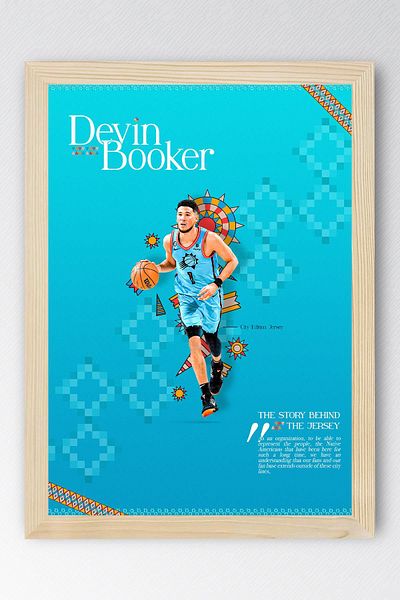 Saturn Pictură înrămată Devin Booker - Pictură poster NBA de baschet