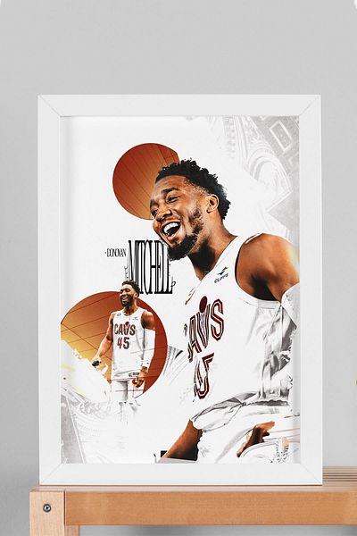 Saturn Donovan Mitchell Framed Painting - Basketball Nba Poster Painting