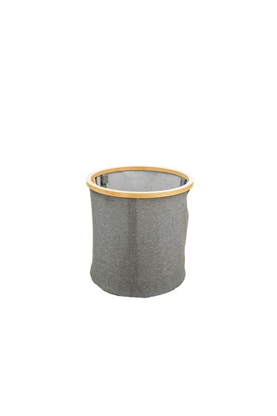 HONEYBEE Cylindrical Portable Eco Friendly Bamboo Laundry Basket with Handle Grey