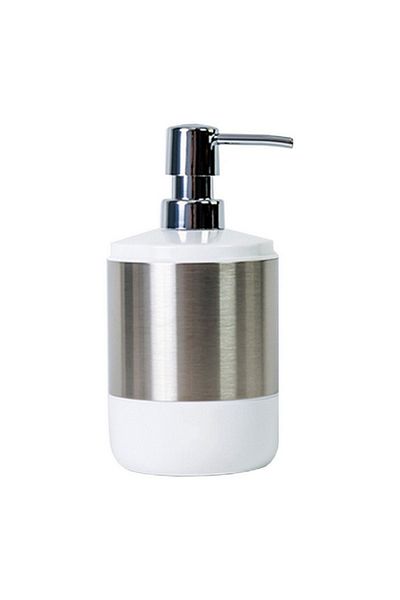 Prima Nova Lima XL Stainless Steel and Plastic Liquid Soap Dispenser White and Silver 800ml
