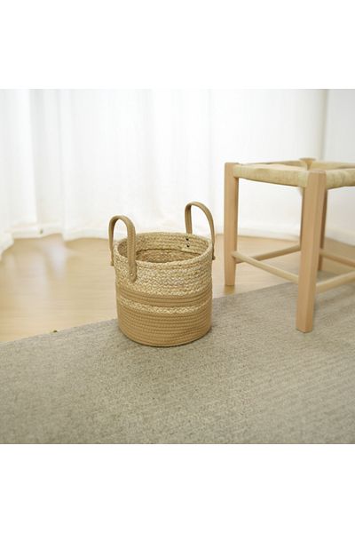 HONEYBEE Corn Husk and Cotton Lightweight Woven Storage Basket Brown