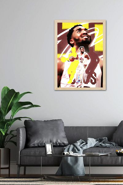 Saturn Donovan Mitchell Framed Painting - Basketball Nba Poster Painting
