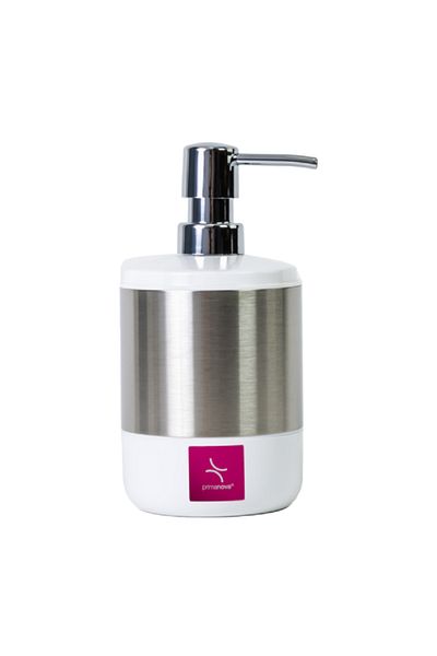 Prima Nova Lima XL Stainless Steel and Plastic Liquid Soap Dispenser White and Silver 800ml