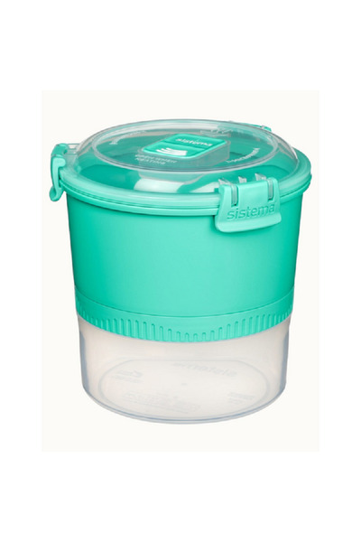 Sistema Freezer Safe BPA-Free Plastic Lunchstack To Go Round Food Storage Container Clear and Minty Teal