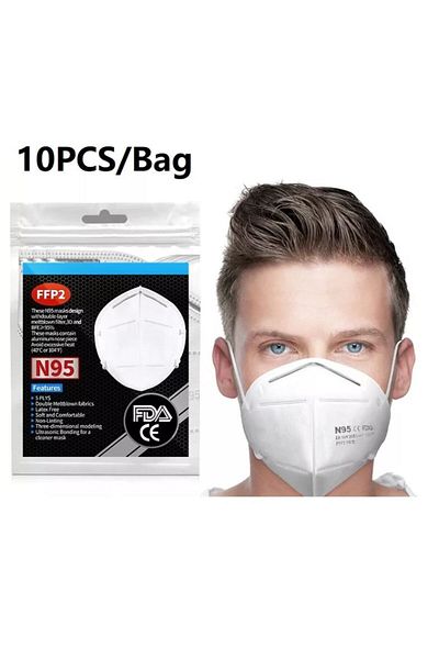 EarthKeepers Set of 10 FFP2 masks, 5 layers, white