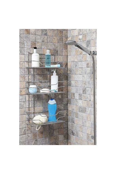Prima Nova 3 Tier Fest Flat Space Saving and Anti Corrosive Shower Caddy Silver