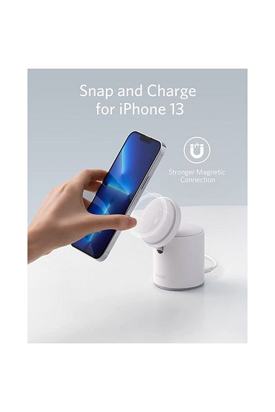 Anker MagGo Wireless Charger, Dolomite White, B2568221 Magnetic 15W Fast Charging Pad for MagSafe