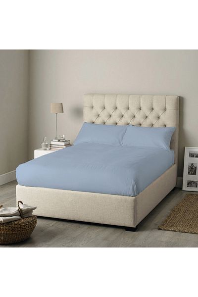 Celia Twin Rectangular Stretchy Fitted Sheet Misty Blue 120x200+30cm