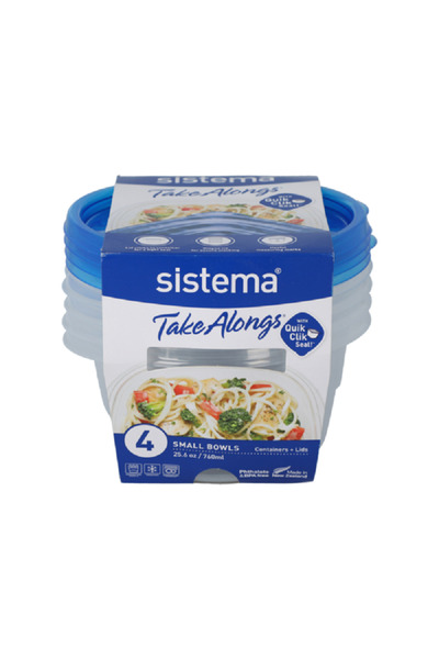 Sistema أوعية تخزين طعام صغيرة من 4 قطع، شفافة وزرقاء