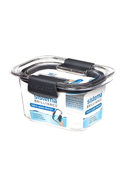 Sistema Brilliance Leak-Proof Freezer Safe Rectangular Food Storage Container Clear and Grey