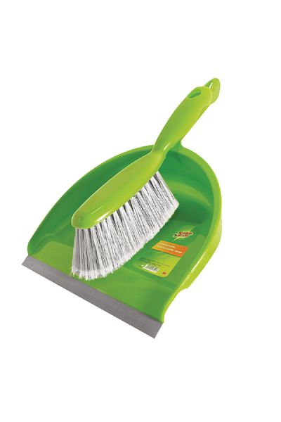 Scotch Brite Household Cleaning Dust Pan and Brush Set Green and White