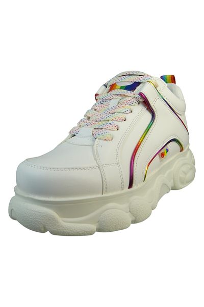 Buffalo Damen Low Sneaker Low Top 1636471 Weiß White/rainbow Kunstleder