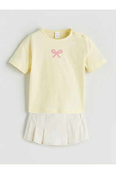 LC Waikiki Bow Baby Girl T-Shirt and Shorts Skirt