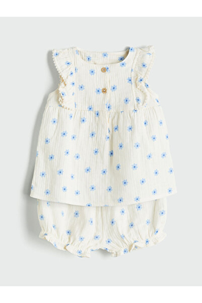 LC Waikiki Нов сезон Цветна момичешка блуза и шорти 2-компонентен комплект