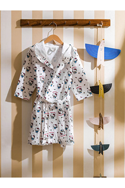 LC Waikiki Hello Kitty Baskılı Kapüşonlu Kız Çocuk Bornoz