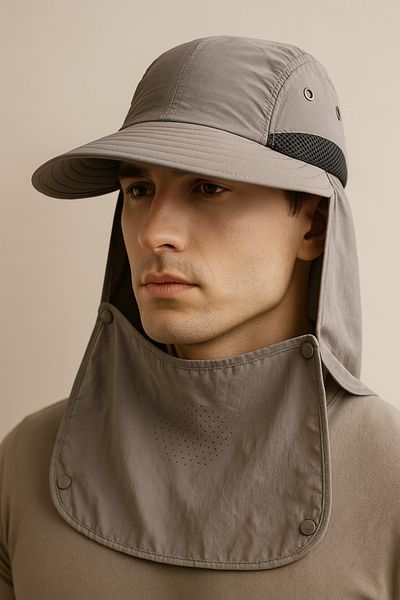CosmoOutlet Men's Gray Color Uv and Neck Protection Outdoor and Camping Hat