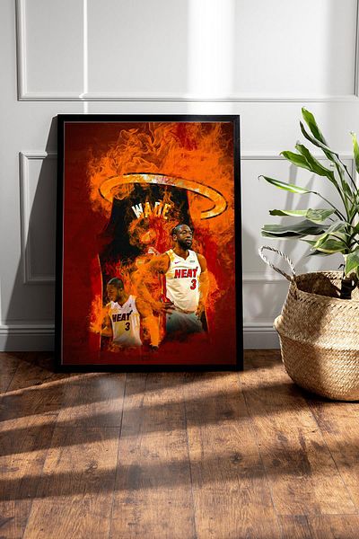 Saturn Dwyane Wade Framed Painting - Basketball Nba Poster Painting