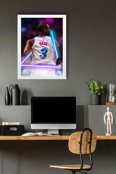 Saturn Dwyane Wade Framed Painting - Basketball Nba Poster Painting