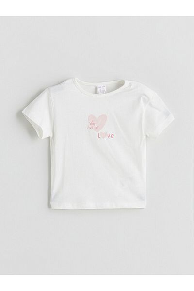 LC Waikiki Heart Printed Baby Girl T-Shirt and Shorts 2-Piece Set