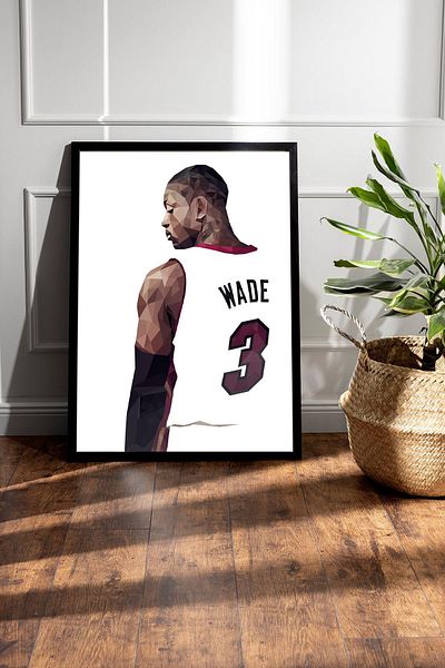 Saturn Dwyane Wade Framed Painting - Basketball Nba Poster Painting