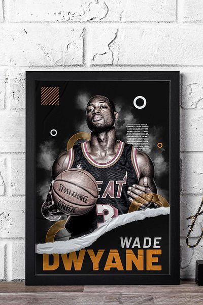 Saturn Dwyane Wade Framed Painting - Basketball Nba Poster Painting