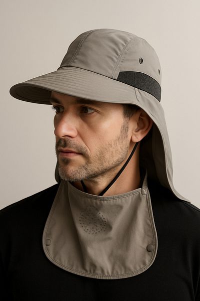 CosmoOutlet Men's Gray Color Uv and Neck Protection Outdoor and Camping Hat