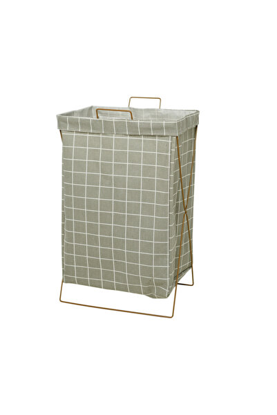 HONEYBEE سلة غسيل عالية الجودة مفتوحة من الأعلى بمقبض باللونين الرمادي والأبيض