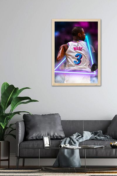 Saturn Dwyane Wade Framed Painting - Basketball Nba Poster Painting