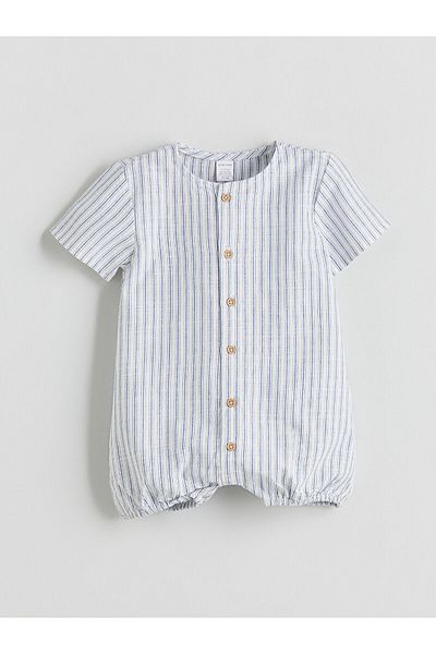 LC Waikiki Crew Neck Striped Baby Boy Jumpsuit