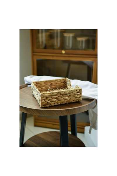 HONEYBEE Sturdy Hyacinth Grass Square Shaped Storage Basket Brown