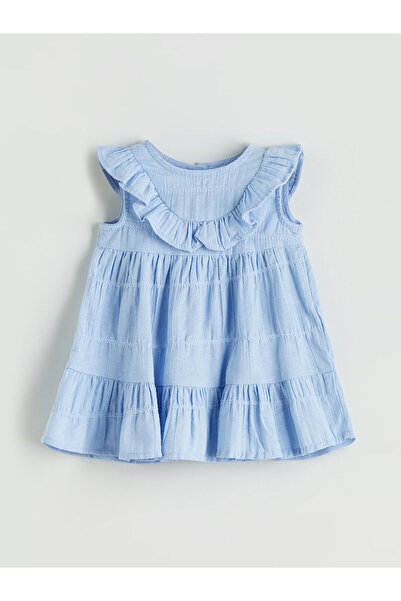 LC Waikiki LCW Baby Lila Rüschenkleid mit Rundhalsausschnitt für Mädchen