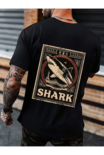 Frisson Tricou unisex din bumbac negru, oversize, cu decolteu rotund, confort...