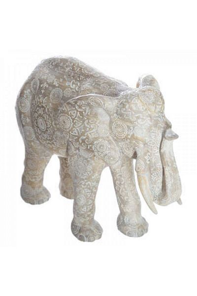 Atmosphera Enzo Decorative Polyresin Elephant Statue Beige and White