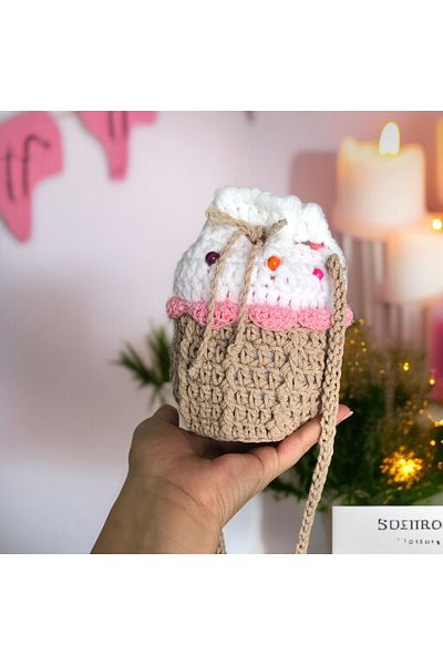 By G Tasarım Children's Bag Cupcake, Cotton Rope Knitting Children's Bag
