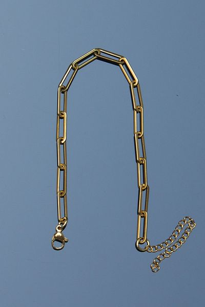 Rua Jewelry Steel Paper Clip Chain Bracelet 5 mm Gold Color |   No Tarnish, Unisex, 2 Years Warranty
