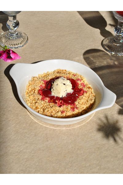 Qualitev 1 Piece Porcelain 14 cm Sahan Oven Dessert Container Mini Dessert Mold Egg Sahan