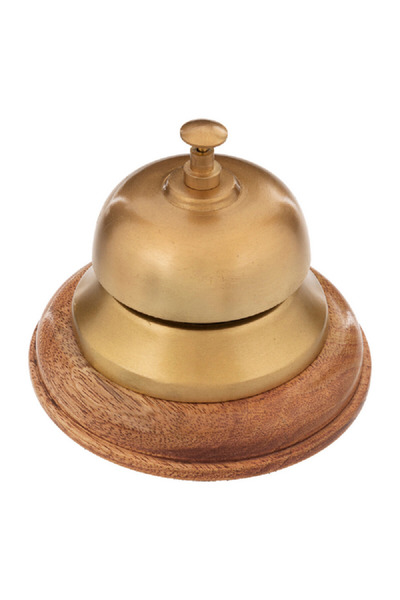 Atmosphera جرس كين ستوردي عالي الجودة من خشب المانجو والألومنيوم باللون البني
