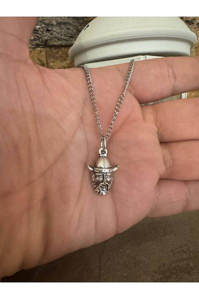 Herşey Nota Minimal Viking Warrior Figured Unisex Necklace – 60 cm Chain, Simple and Strong Design