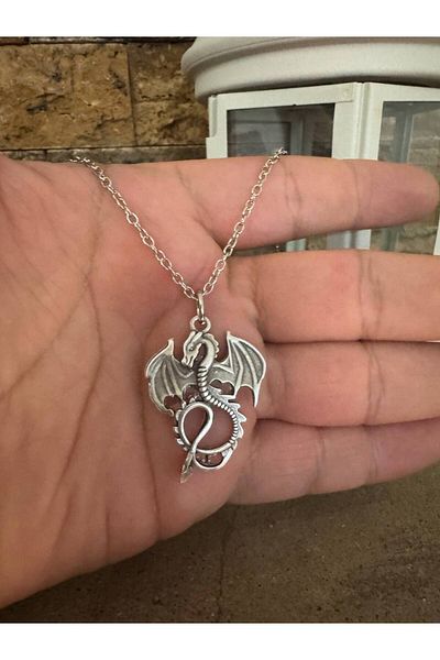 Herşey Nota Unisex Necklace with Dragon Figure – 60 cm Chain, Symbol of Power and Legendary Protection