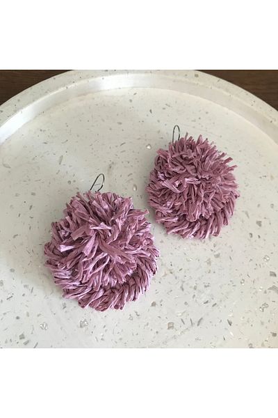 By G Tasarım Lilac Paper Thread Design Earrings